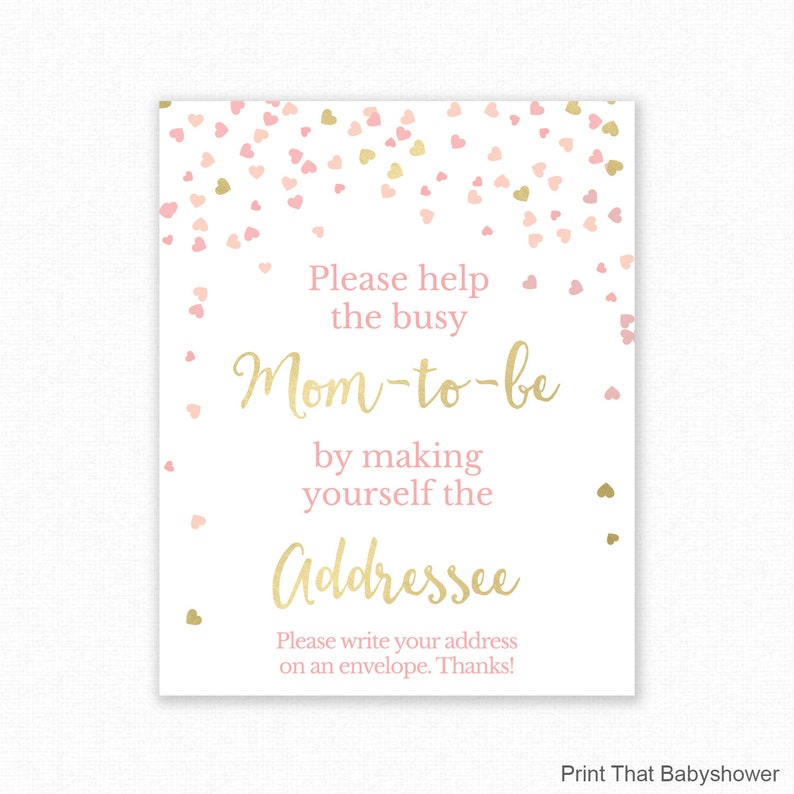 Baby Shower Address on an Envelope Sign Pink and Gold Baby - Etsy