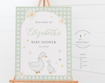 Silly Goose Welcome Sign | Neutral | Green Mother Goose | Baby Shower Printable