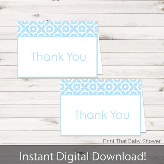 Printable Geometric Thank You Card - Printable Instant Download - Geometric Baby Shower Thank You Card - Blue Geometric Thank You Card Il_570xn