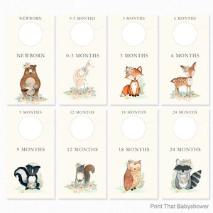 Printable Nursery Closet Dividers, Woodland Baby Clothes Dividers, Wardrobe Closet Organizer ...