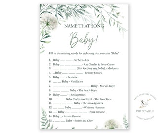 Name dieses Lied Baby Trivia | Botanisches Babypartyspiel | Grün