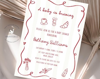 Café Bébé Baby Shower Printable Invite | Café Bébé Invitation | Personalised Baby shower Invitation | Home Cafe Baby Shower | Coffee Shop