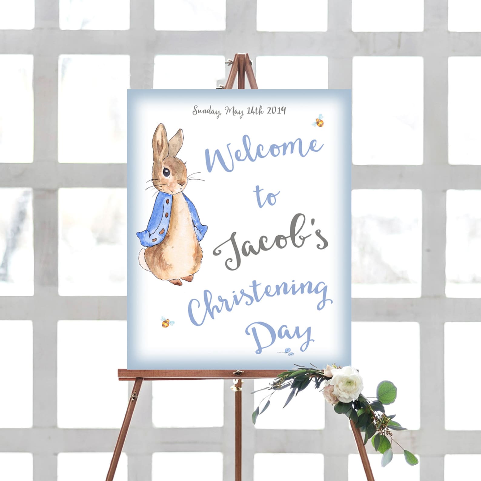 Christening Sign Peter Rabbit Christening Etsy