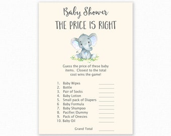 The Price is Right Baby Shower Game - Blue Elephant Baby Shower Games -  Baby Price Is Right - Blue Elephant