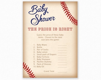 The Price is Right Baby Shower Game - Printable Shower Games - Baseball