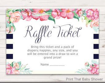 Baby Shower Diaper Raffle Tickets - Floral Invitation Insert - Diaper Raffle Ticket - Flower Invitation Insert - Floral