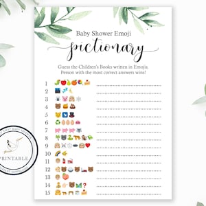 Babyparty Emoji Spiel - Grünes Babyparty - Botanisches Druckbares Babyparty Emoji - Babyparty Emoji Spiel - Botanisches Grün