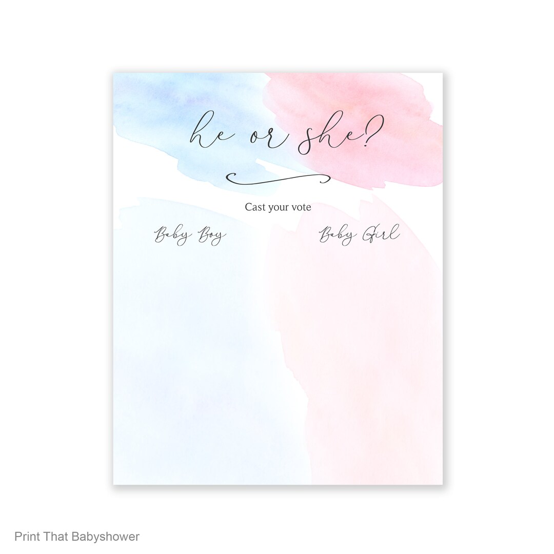 He or She Game Sign | Baby Shower Game | Printable Instant Download ...