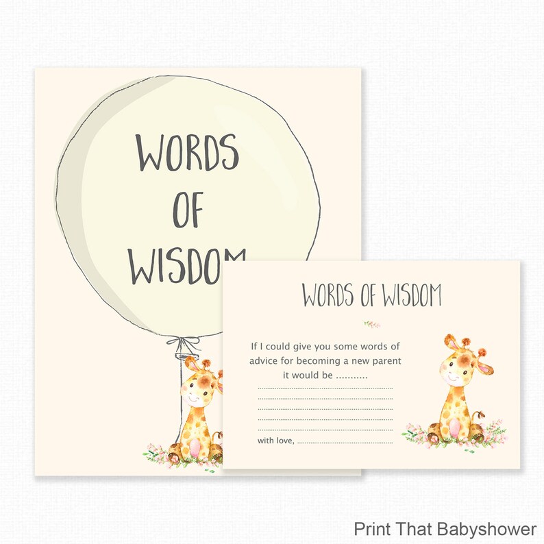 Baby Shower Games Baby Words of Wisdom Baby Advice Cards Etsy UK