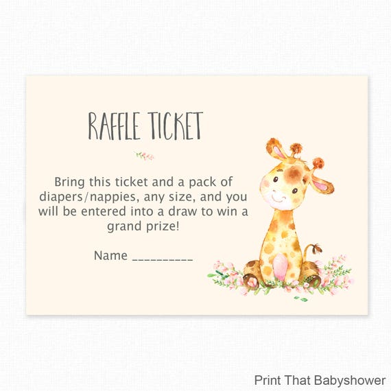 Baby Shower Diaper Raffle Tickets - Giraffe Invitation Insert - Diaper Raffle Ticket - Giraffe Invitation Insert - Giraffe Il_570xn