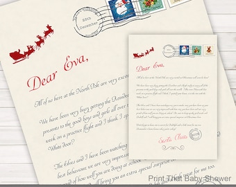 Personalized Letter from Santa Christmas Printable Download Customizable Name