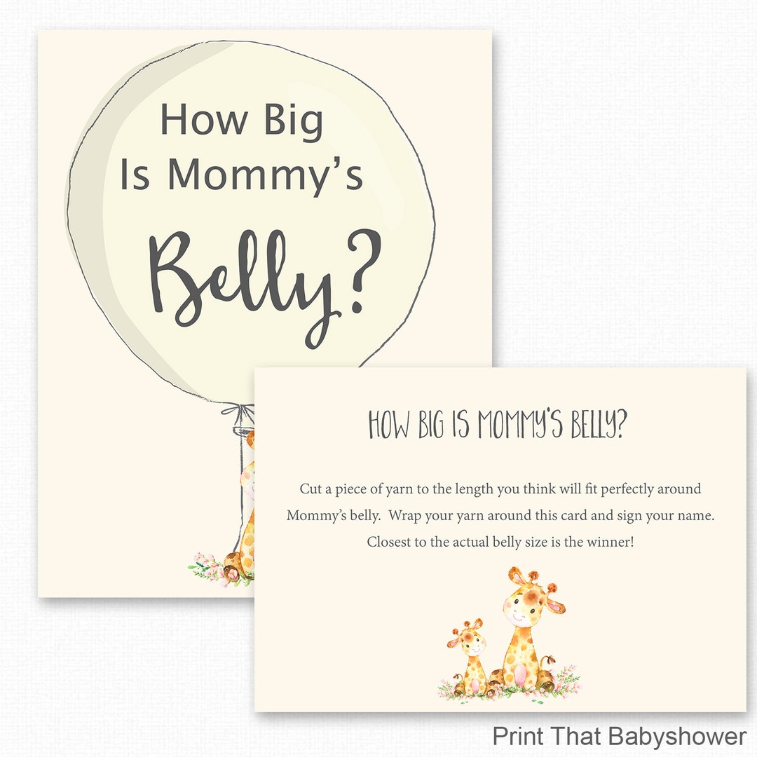 Baby Shower Games How Big is Mommy's Belly Game Etsy