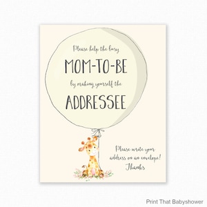 Baby Shower Giraffe Adresse auf einem Umschlag Schild - Giraffe Baby Shower - Giraffe Baby Shower Sign - Giraffe