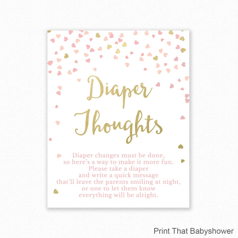 Baby Shower Game Diaper Thoughts Pink Baby Shower Nappy Etsy