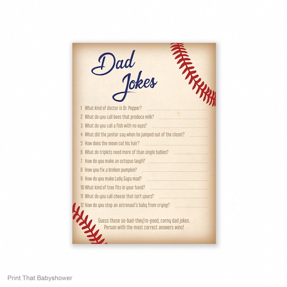 Baby Shower Games Dad Jokes Game Baby Shower Trivia Baseball Baby