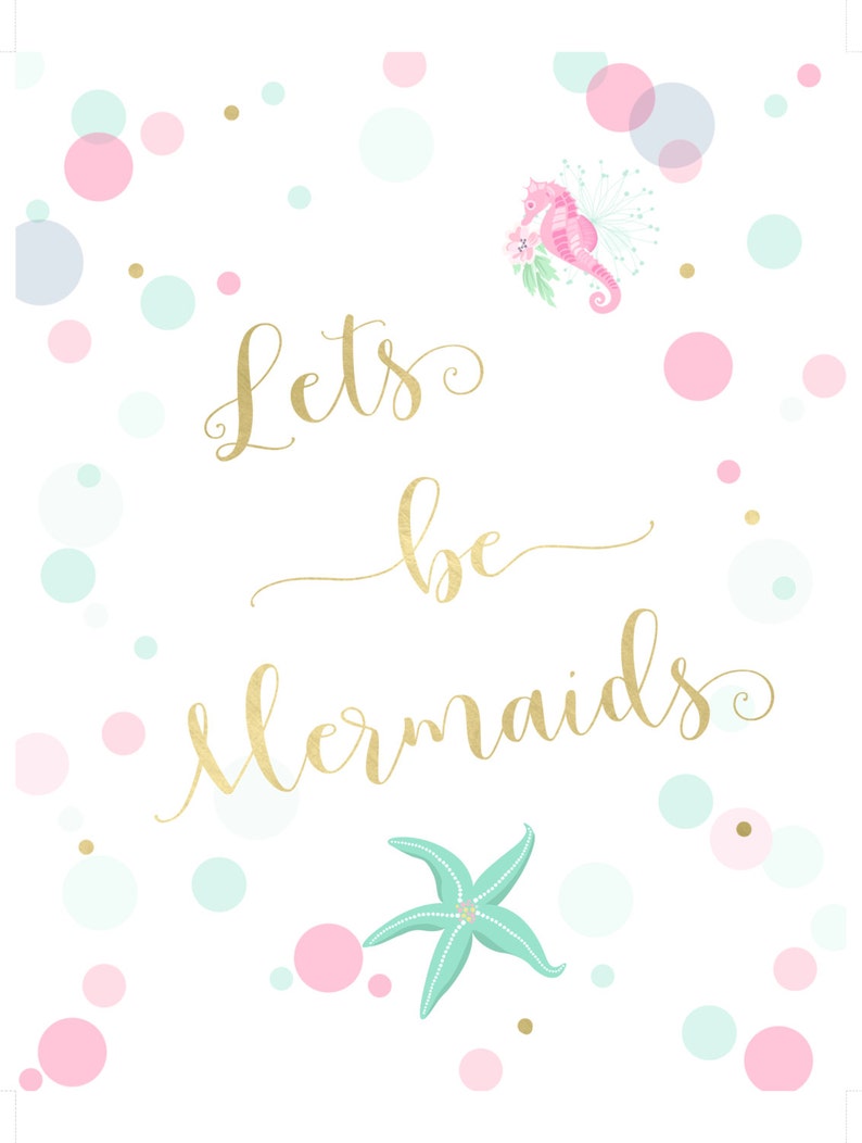 Mermaid Wall Art Mermaid Nursery Decor Nursery Art Kids Etsy