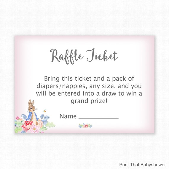 Baby Shower Diaper Raffle Tickets, Pink Peter Rabbit Invitation Insert, Diaper Raffle Ticket, Peter Rabbit Invitation Insert - Peter Rabbit Il_570xn