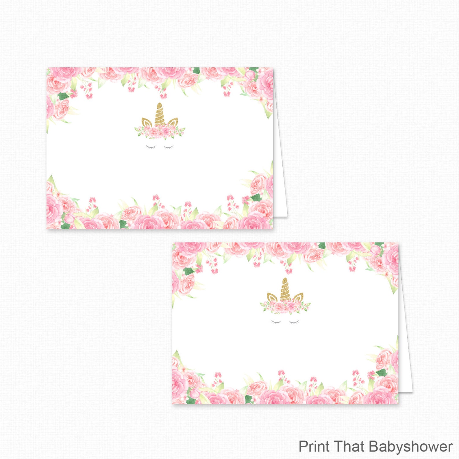 Baby Shower Food Tent Labels Pink and Gold Unicorn Baby Etsy UK
