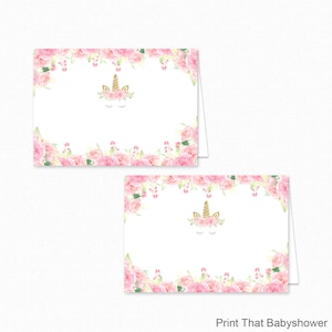 Baby Shower Food Tent Labels - Pink and Gold Unicorn Baby Shower - Printable Food Labels - Unicorn Place Cards - Food Labels - Unicorn