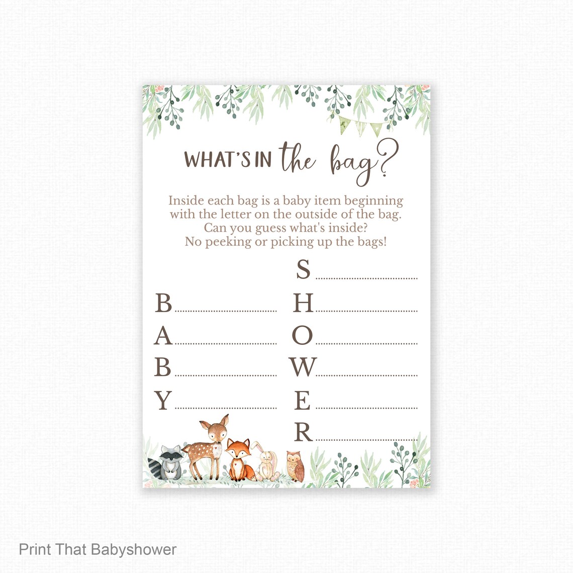 Baby Shower Games Guess What's in the Bag Game Baby Etsy