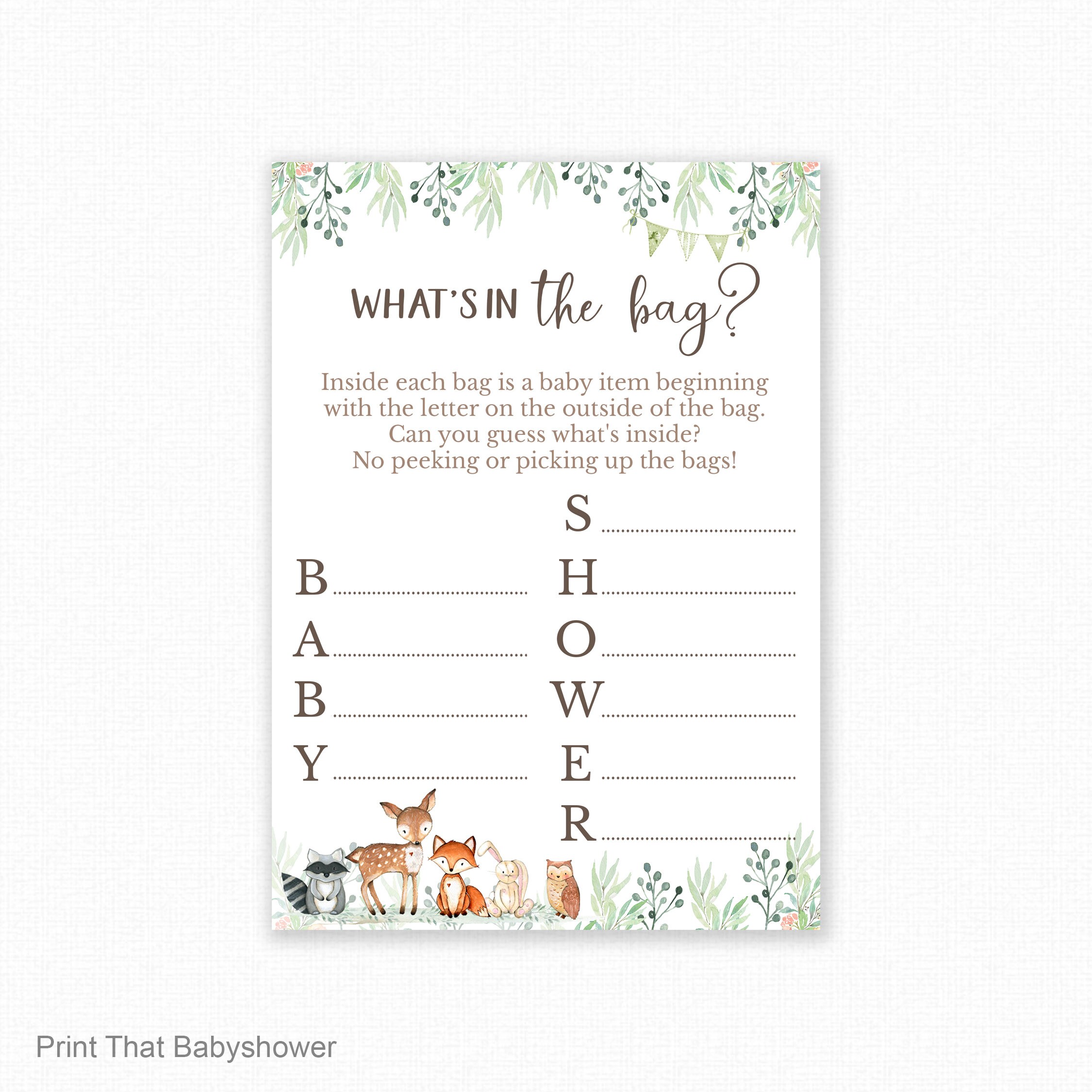 Baby Shower Games Guess What's in the Bag Game Baby Etsy UK