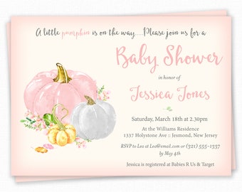 Fall Baby Shower Invitations - Pumpkin Baby Shower - Printable Invitation - Autumn Baby Shower Invitations - Pumpkin Invitation - Pumpkin