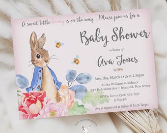 Peter Rabbit Baby Shower Invitation - Peter Rabbit Invitation - Peter Rabbit Invite - Peter Rabbit Baby Shower Invite - Girl Baby Shower