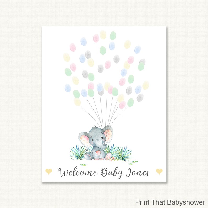 Baby Shower Fingerprint Guest Book Elephant Baby Shower Etsy Baby Shower Fingerprint Guest Book Elephant Baby Shower Etsy