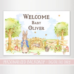 Peter Rabbit Baby Shower Backdrop - Baby shower Backdrop - Printable Backdrop - Personalisierter Backdrop - Peter Rabbit Baby Shower Welcome