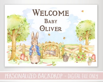 Peter Rabbit Baby Shower Backdrop - Baby shower Backdrop - Printable Backdrop - Personalisierter Backdrop - Peter Rabbit Baby Shower Welcome