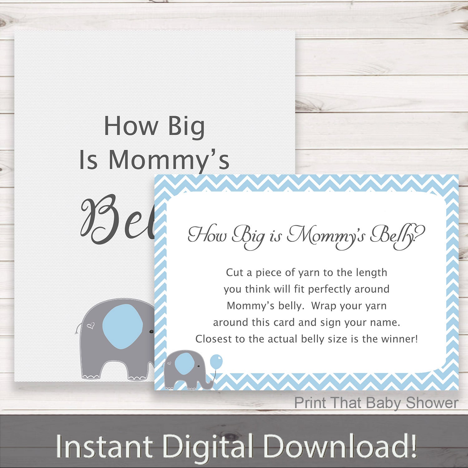 Baby Shower Games How Big is Mommy's Belly Game Blue Etsy UK