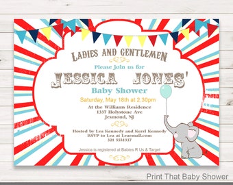 Baby Shower Invitation - Circus Baby Shower - Printable Invitation - Baby Shower Invites - Circus Invitation - Circus