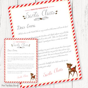 Carta personalizada de Papá Noel - Carta navideña de Papá Noel - Descarga imprimible - Nombre y ciudad personalizables - Reno vintage
