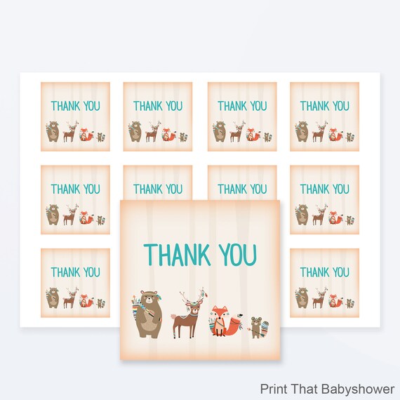 Baby Shower Favor Tag - Woodland Baby Shower - Printable Favour Tags - Tribal Woodland Baby Shower Thank You Tag - Woodland Favors Il_570xn