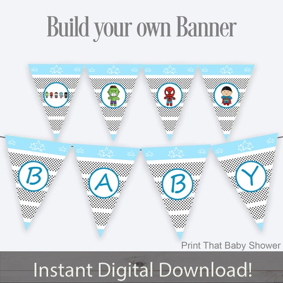 Superhero Baby Shower Banner - Baby Shower Decorations - Congratulations Flag Bunting - Printable Banner - Baby Shower Banner - Superhero Il_570xn