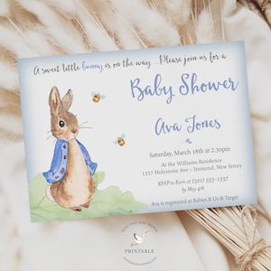 Invito per baby shower di Peter Rabbit - Invito di Peter Rabbit - Invito di Peter Rabbit - Invito per baby shower di Peter Rabbit - Baby shower per bambini