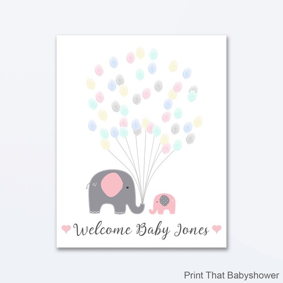 baby shower fingerprint elephant
