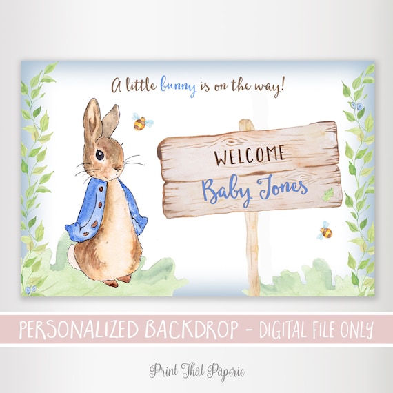 Peter Rabbit Baby Shower Backdrop - Baby shower Backdrop - Printable Backdrop - Personalized Backdrop - Peter Rabbit Baby Shower Welcome Il_570xn