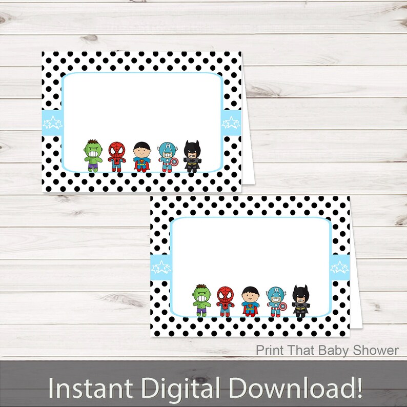 Baby Shower Food Tent Labels Superhero Baby Shower Etsy