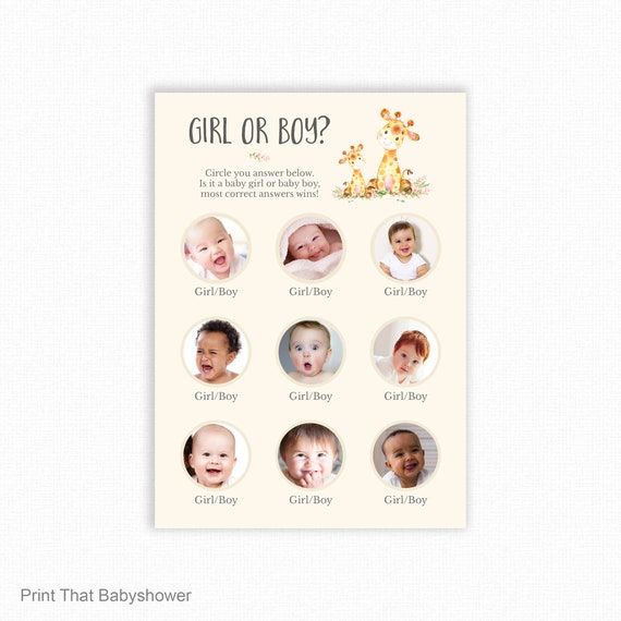 Baby Shower Games - Boy or Girl Baby Shower Game - Baby Shower Boy or Girl - Printable Shower Games - Giraffe Baby Shower - Floral Giraffe Il_570xn