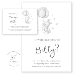 Baby Shower Games - How Big is Mommy&#39;s Belly Game - Bunny Baby Shower - Guess How Big Mommys Belly - Rabbit Baby Shower - Little Grey Rabbit