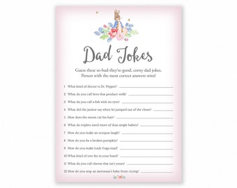 Baby Shower Games - Dad Jokes Game - Baby Shower Trivia - Peter Rabbit Baby Shower - Peter Rabbit Shower Games - Printable Game