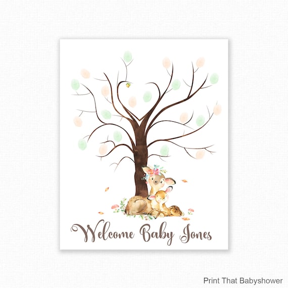 baby shower fingerprint tree