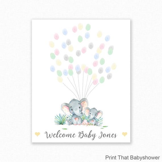 Baby Shower Fingerprint Guest Book Elephant Baby Shower Etsy Baby Shower Fingerprint Guest Book Elephant Baby Shower Etsy