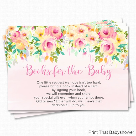Baby Shower Invitation Insert Floral Books For Baby Baby Shower