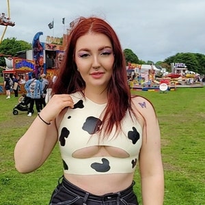 Cow print Keyhole underboob+ crop top - sports crop top bikini
