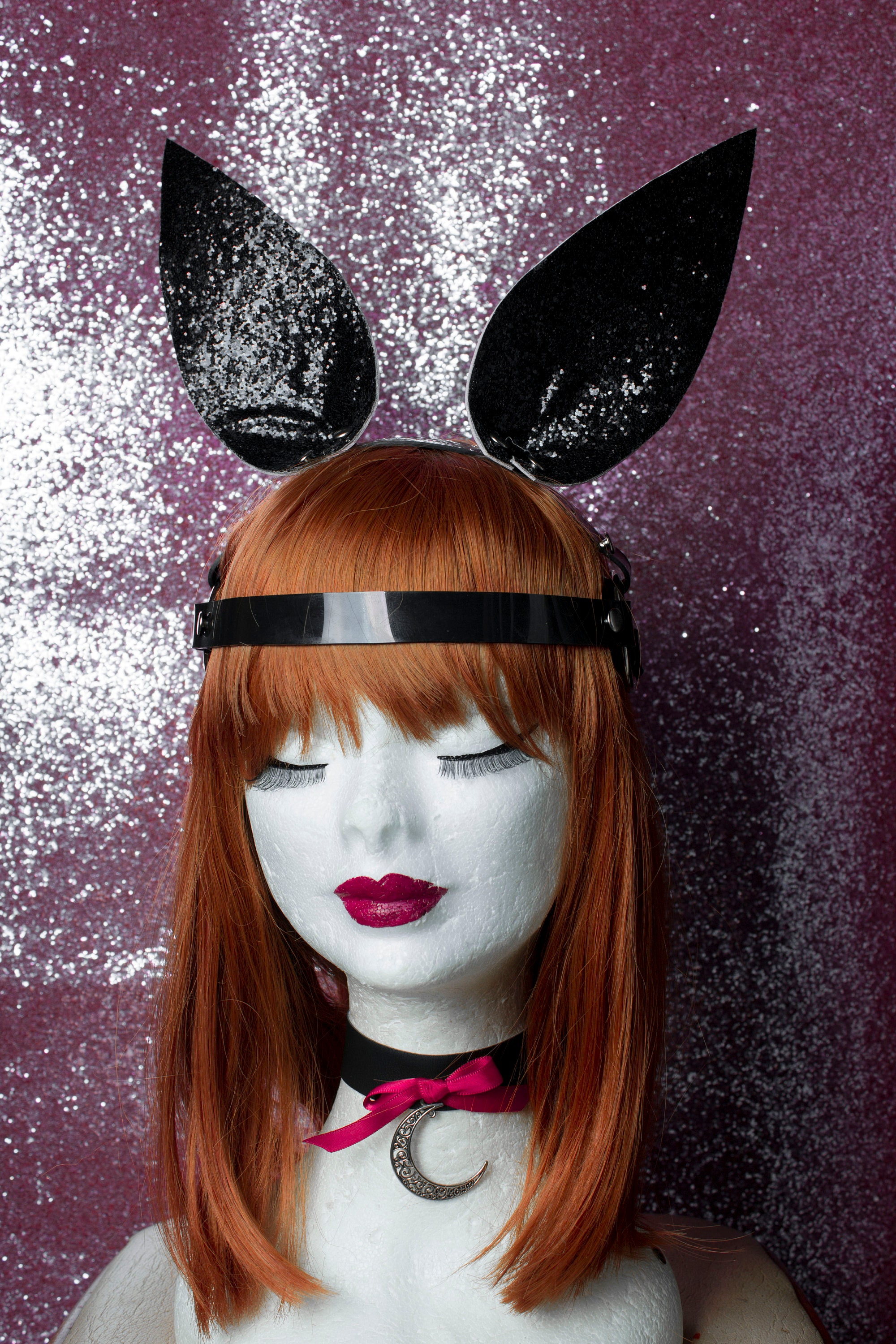Glitter Bunny rabbit ears pvc fetish headpiece head harness | Etsy