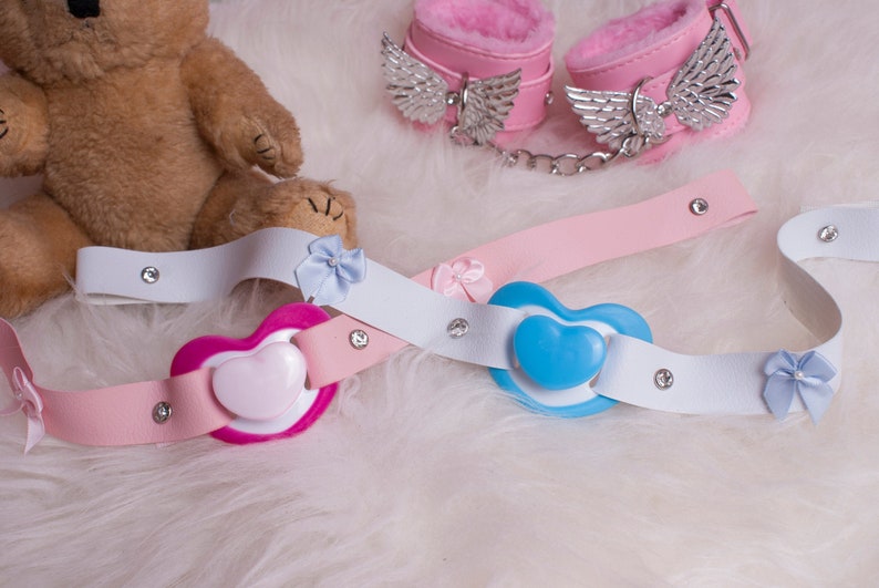 Little kitten soother gag // pacifier available in Blue & Pink image 0.