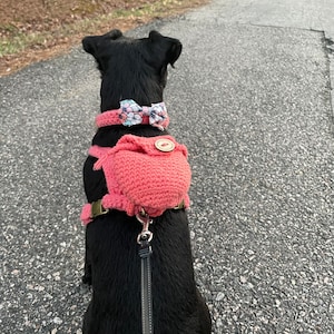 Peach Cross-Body Dog Harness with Backpack- Soft, Strong, Comfortable, Durable, Handmade, Orange Pink