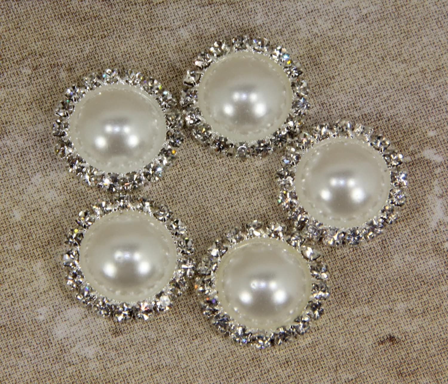 White Buttons White Pearl Rhinestone Button Flat Back Pearl | Etsy